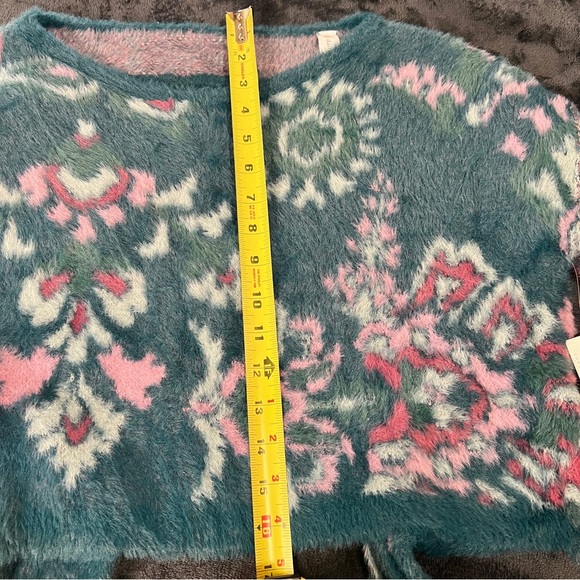 New Wms Anthropologie Daily Practice Boho Floral Furry Cutout Tie Sweater S - Picture 13 of 14